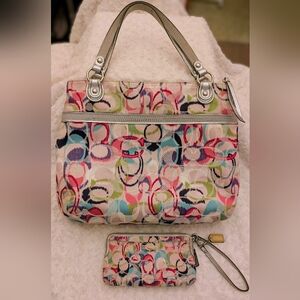 Coach Multicolor Circle Pattern Shoulder Bag